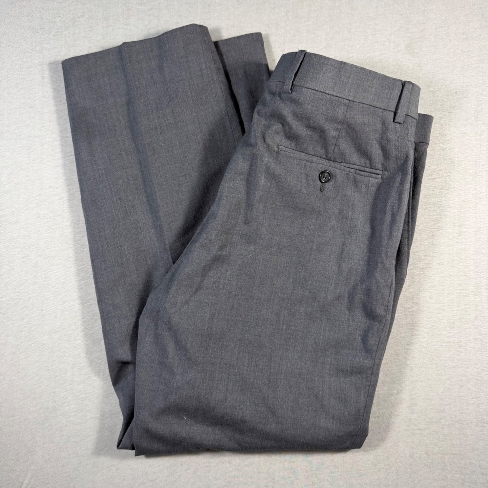Hart Schaffner Marx Mens Gray Wool Blend Dress Pants Trousers PC10356B 32